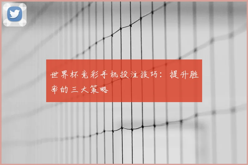世界杯竞彩手机投注技巧：提升胜率的三大策略